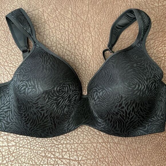 Izod Rose Lace Overlay‎ Padded Strap Lightly Padded Full Coverage Black Bra 42D - Picture 9 of 9